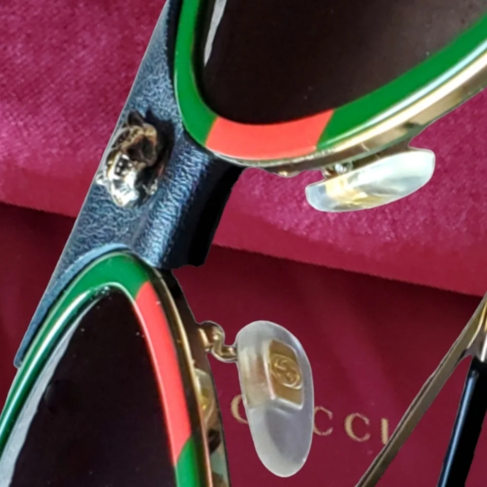 New Gucci GG0062S Green Red Web Aviator Sunglasses Gradient Lenses Case Dustbag